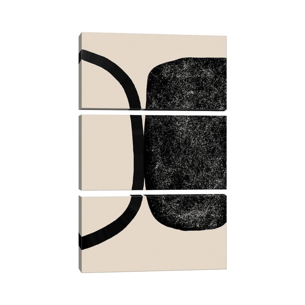 iCanvas "Beige Black Geometric Art" by Nikki 3-Piece Canvas Wall Art Set
