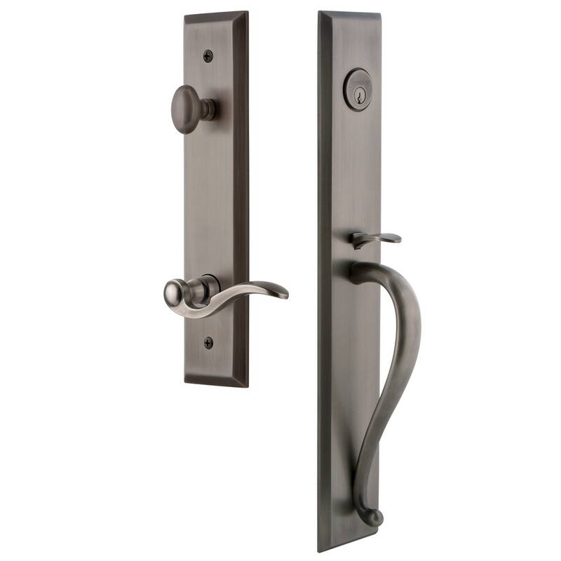 Grandeur Fifth Avenue Solid Brass Rose Left Handed Keyed Entry Single - Antique Pewter