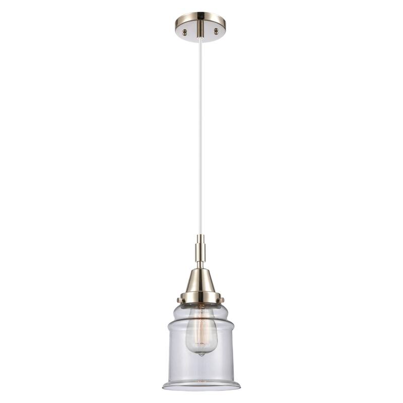 Innovations Lighting Downtown Urban - Caden Canton - 1 Light 6" Cord Hung Mini Pendant - Clear Shade/Polished Nickel