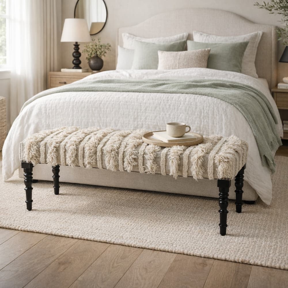 Presidio 47" Upholstered Textured Entryway Bench by Sevita - 47″ L x 16″ W x 18″ H