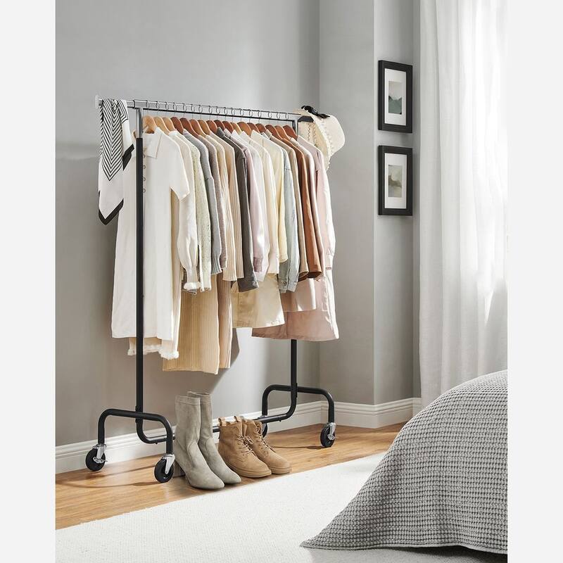 Rolling Clothes Rack with Sturdy Steel Tubes and Extra Load Capacity 2 Lockable Casters - 43.3" x 17.7" x 63"