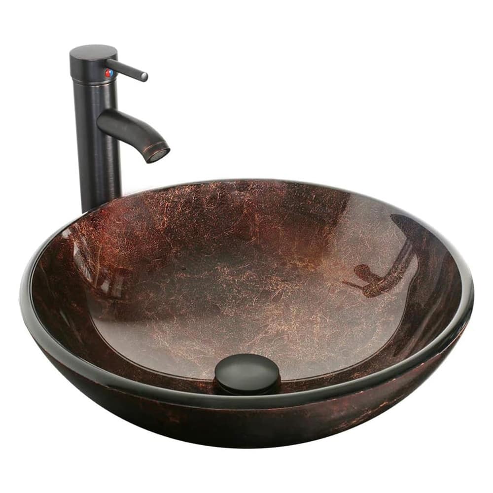 Eclife Artistic Vessel Sinks for Bathroom Vanity Tempered Glass Ceramic Basin
