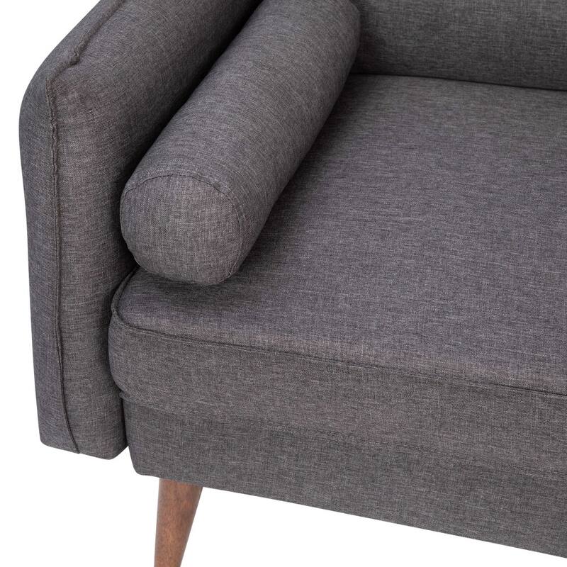Compact Faux Linen Upholstered Loveseat with Wooden Legs