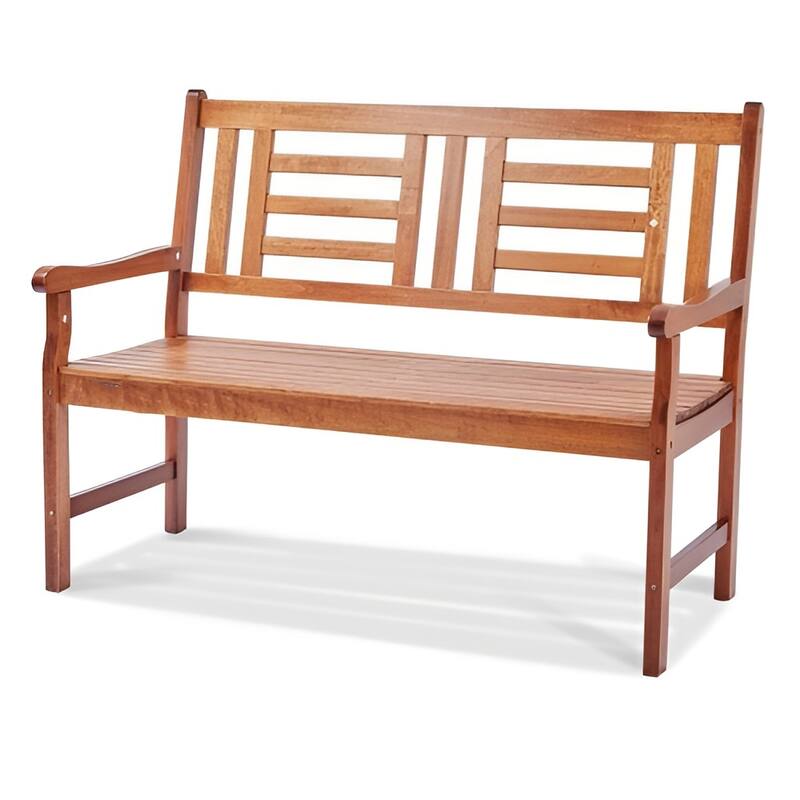 48" Natural Wood Bench for Garden, Patio or Porch Sturdy 3-Seater Outdoor Furniture with Backrest - 25” L x 48” W x 37” H