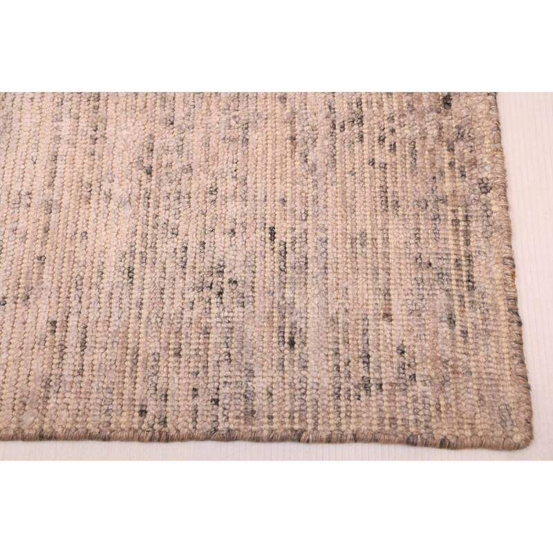 ECARPETGALLERY Hand Loomed Loreto Light Grey Viscose, Wool Rug - 5'5 x 7'9
