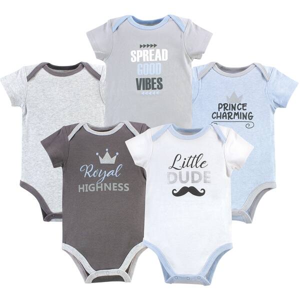 slide 1 of 1, Luvable Friends Baby Boy Cotton Bodysuits 5pk, Little Dude 0-3 Months - Little Dude