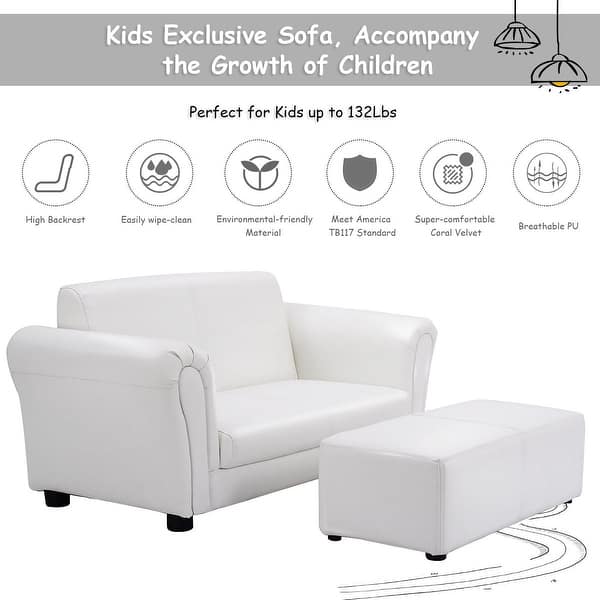 Shop Costway White Kids Sofa Armrest Chair Couch Lounge Children