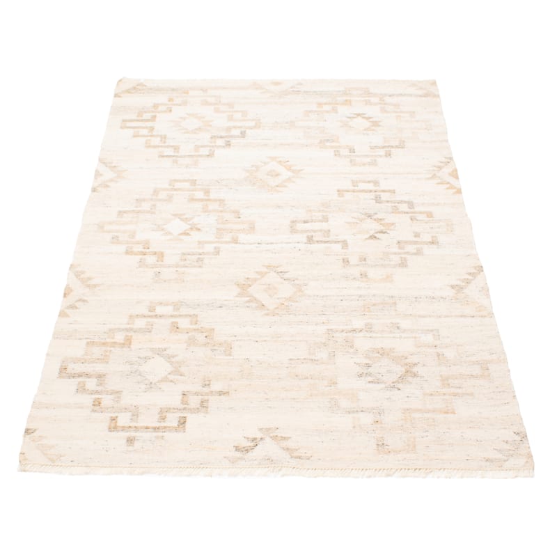ECARPETGALLERY Flat-Weave Ankara FW Ivory Wool Kilim - 5'1 x 8'1