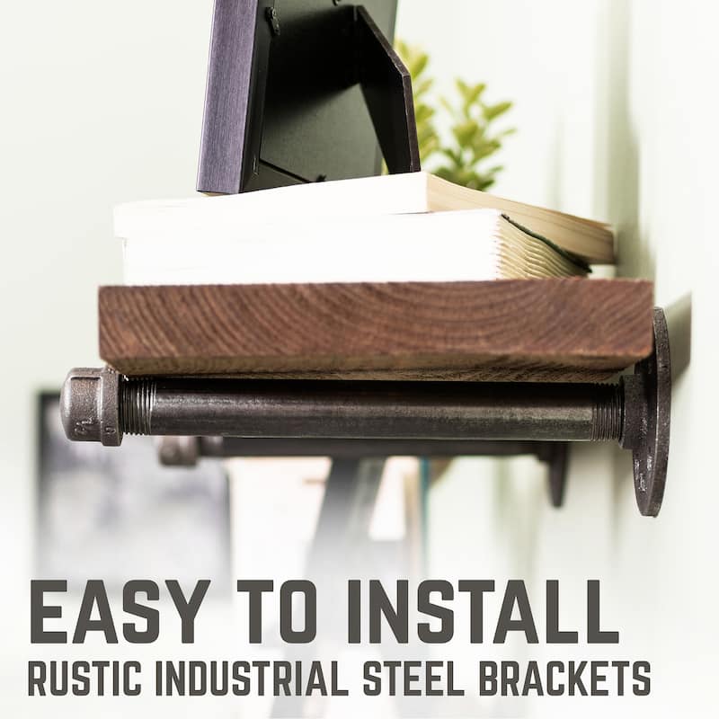 Restore Wood 24 in. Wall Shelf Straight Steel Pipe Brackets, Set of 2