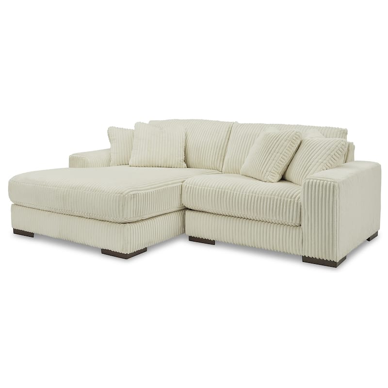 Signature Design by Ashley Lindyn White 2-Piece Sectional with Ottoman - 102" W x 70" D x 38" H
