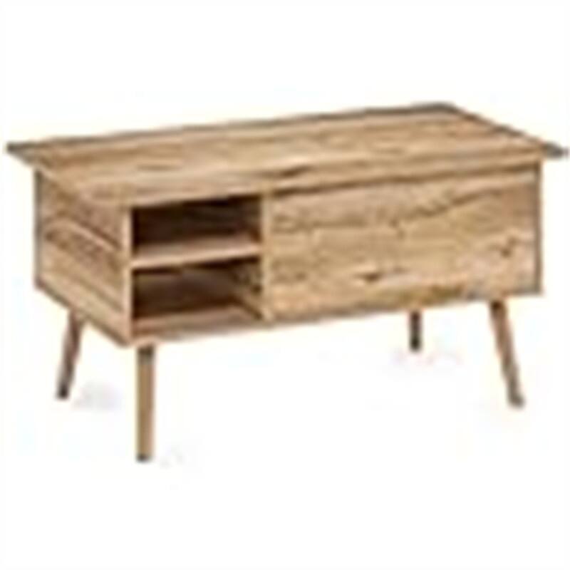Coffee Table with Hidden Compartment - 18.9"D x 35.4"W x 23.7"H - 18.9"D x 35.4"W x 23.7"H - Flagstaff Oak - MDF