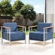 preview thumbnail 8 of 13, Gymojoy Luxury Patio Chair Set of 2 - 10" Extra Thick Cushions & Industrial Steel Frame - All-Weather Outdoor Furniture 2-Piece - Blue