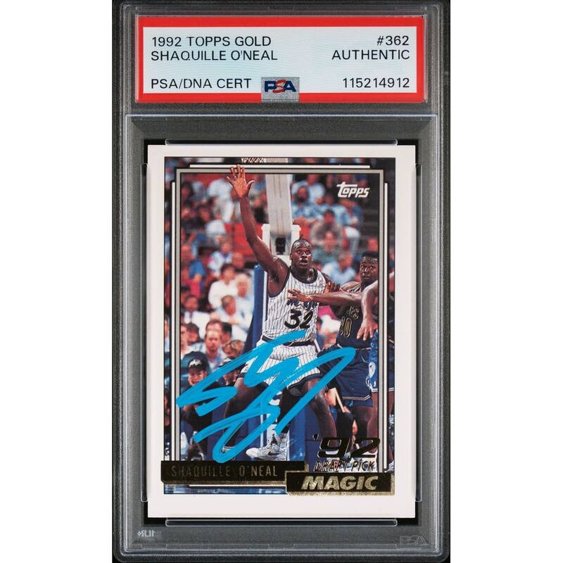 Shaquille O'Neal 1992 Topps Gold Signed Basketball Rookie Card #362 Auto PSA 115214912 - 8' x 11'