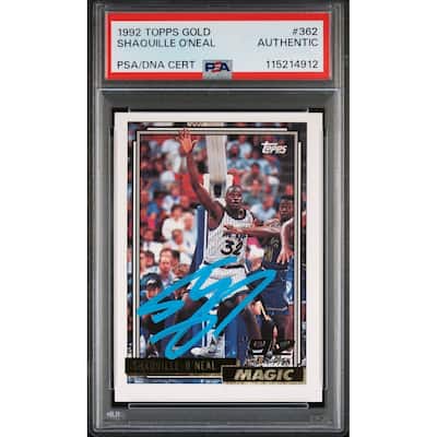 Shaquille O'Neal 1992 Topps Gold Signed Basketball Rookie Card #362 Auto PSA 115214912 - 8' x 11'