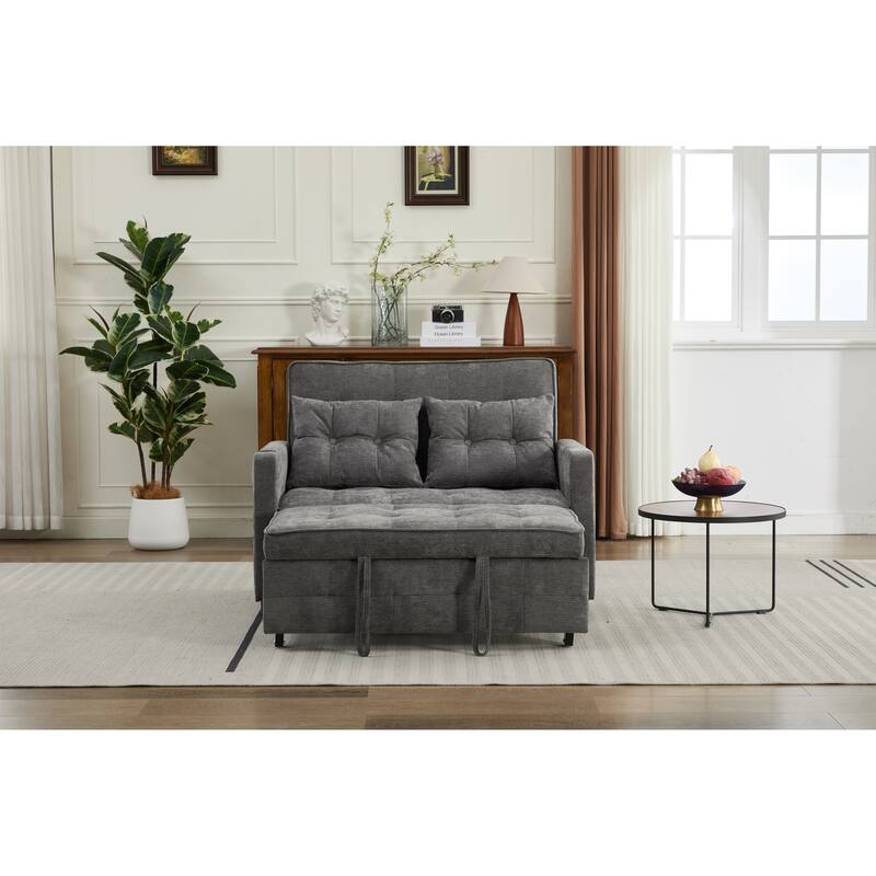 Pull-Out Sofa Bed Daybed, Lounge Chaise Loveseat with Adjustable Backrest, Convertible Sleeper Sofa with USB Charging