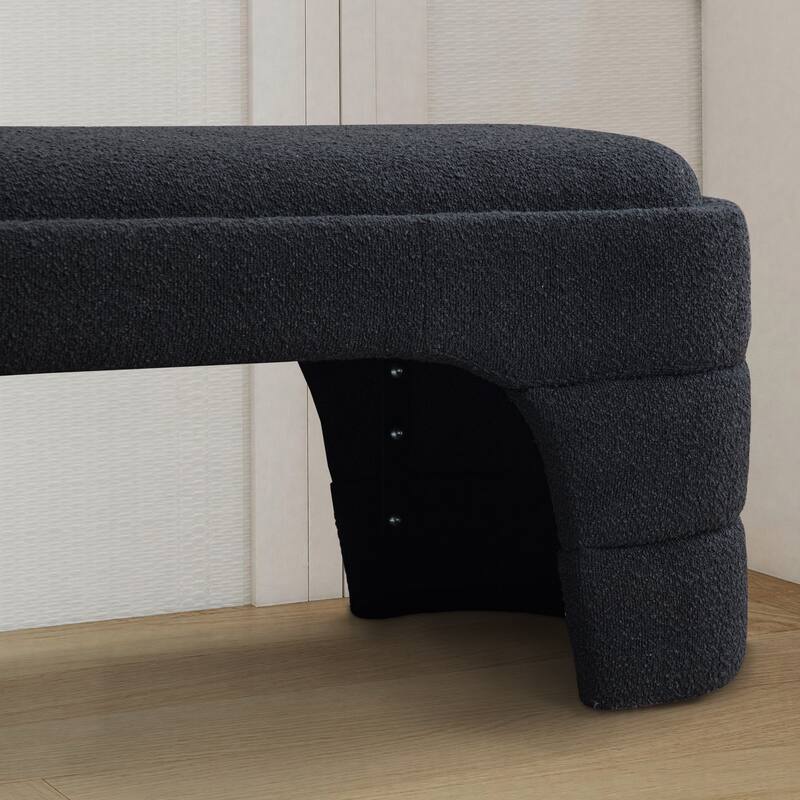 65"W Chenille Upholstered End of Bench ,Entryway Shoe Bench,FootStool Ottoman for Bedroom, Living Room
