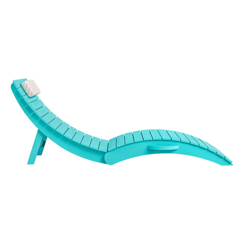 Folding HDPS Plastic Outdoor Pool Chaise Lounges Lounge Chair Outdoor with Headrest Cushions