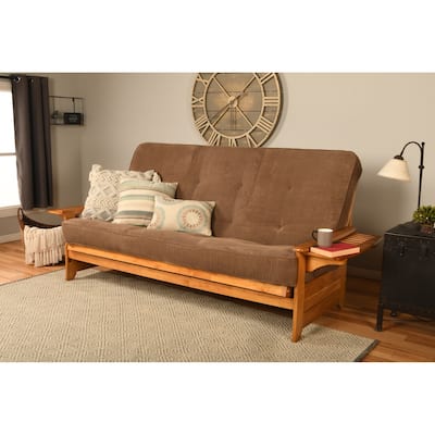 Somette Phoenix Queen-size Futon Set in Butternut Finish with Marmont Mattress