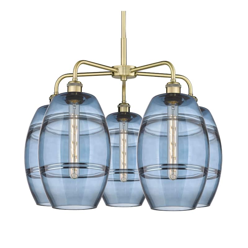 Innovations Lighting 516-5CR-15-26 Vaz Chandelier Vaz 5 Light 26" Wide - Antique Brass / Blue
