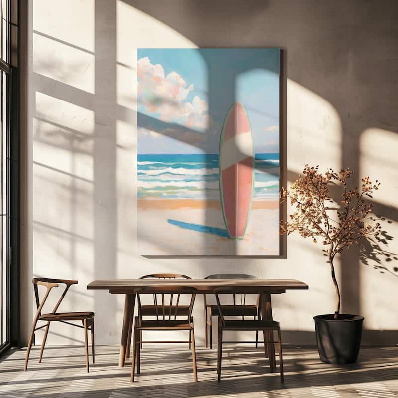 "Sea Beach Surfboard" Wrapped Canvas Wall Art
