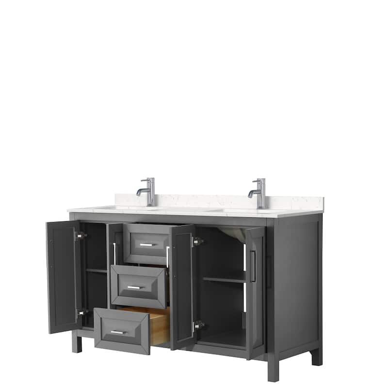 Daria 60 Inch Double Vanity, Cultured Marble Top