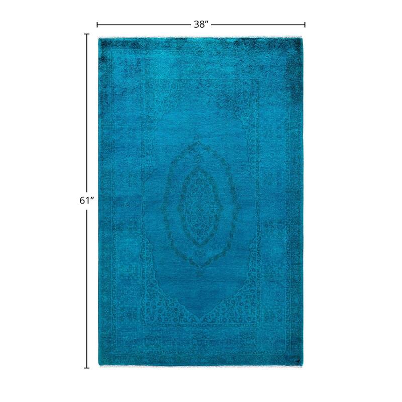 Contemporary Overdyed Wool Hand Knotted Area Rug - 3' 2" x 5' 1"