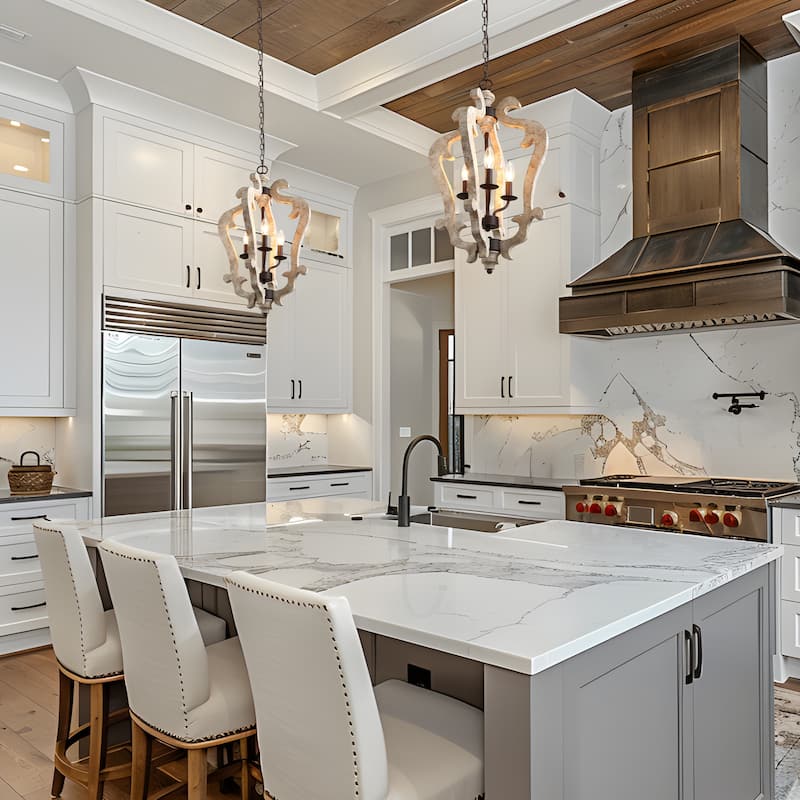 Farmhouse 3-Light Wood Lantern Chandelier Rustic Kitchen Island Pendant Light