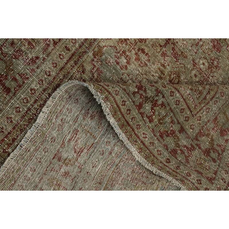 Hand Knotted Oriental 100% Wool Carpet Traditional Medallion Green Tabriz Area Rug - 6' 6'' X 4' 1''