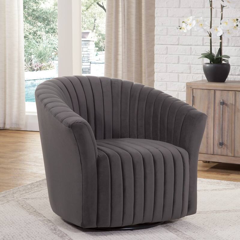 Grafton Home Sofia Velvet 360 Swivel Chair - Pepper Grey