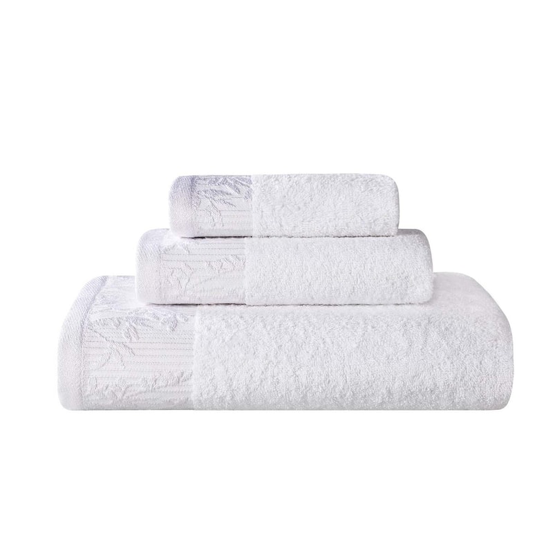 Superior Wisteria Cotton Floral Jacquard 3 Piece Bathroom Towel Set