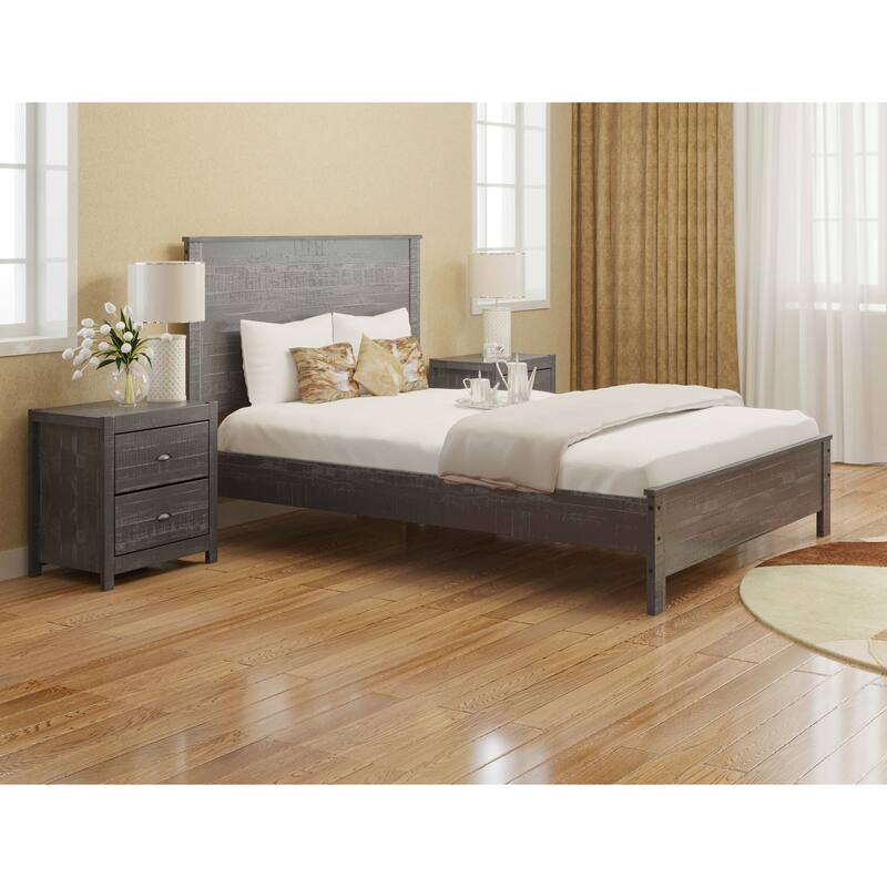 Solid Wood Bed, Modern Rustic Wooden Twin Size Bed Frames Box Spring Needed