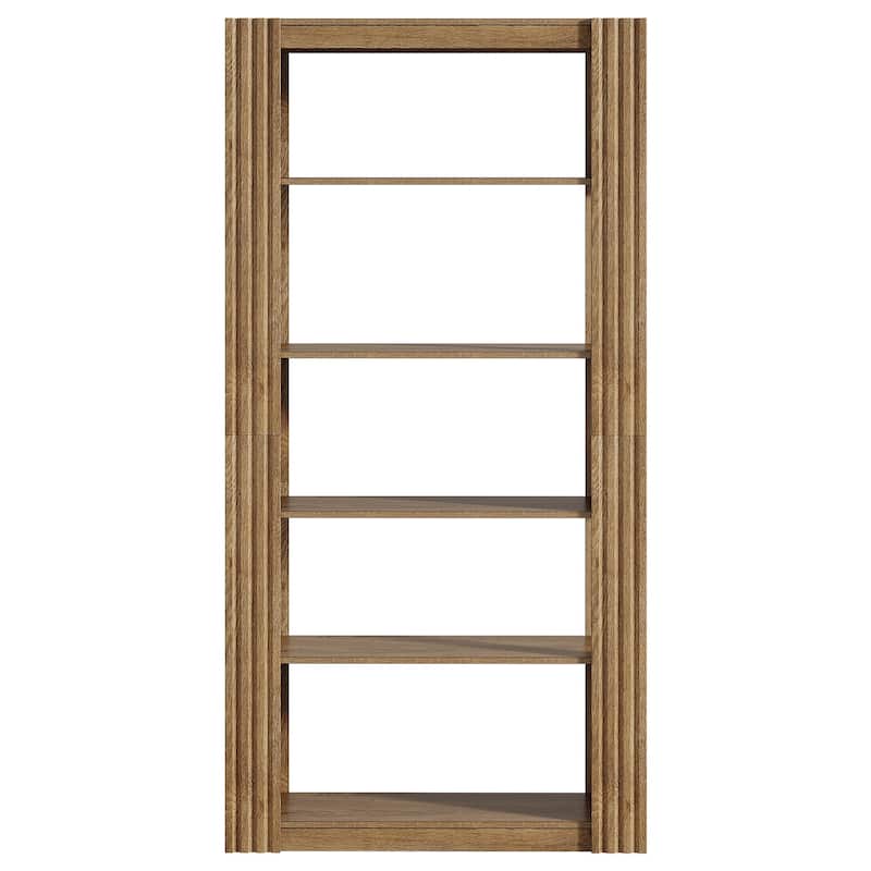 5-Tier Open Bookshelf, Wood Storage Shelves, Rustic Brown