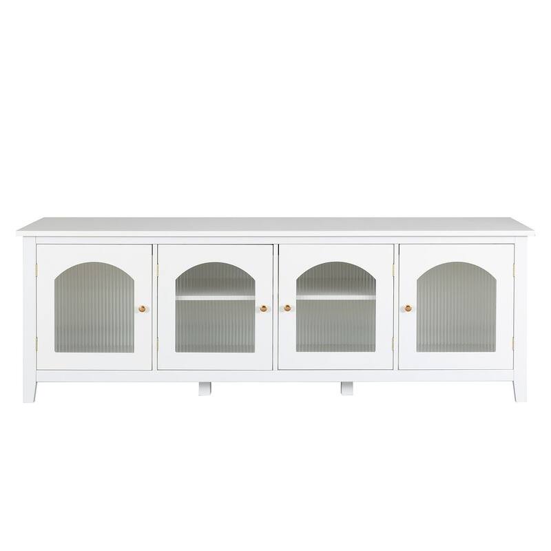 71" Modern TV Stand with Glass Door and Metal Handle