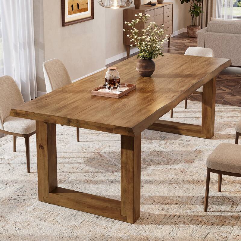 63 Inch Solid Wood Dining Table for 6, Farmhouse Rectangle Kitchen Table - 31.5" D x 62.99" W x 29.53" H