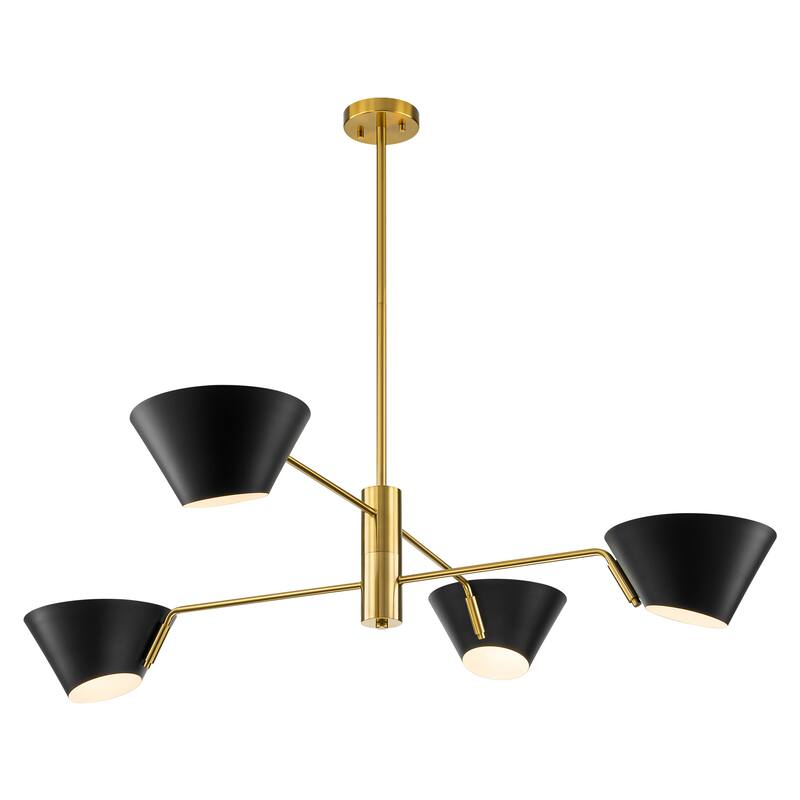 4/6-Light Mid-Century Modern Industrial Sputnik 2/3-Tiered Linear Chandelier