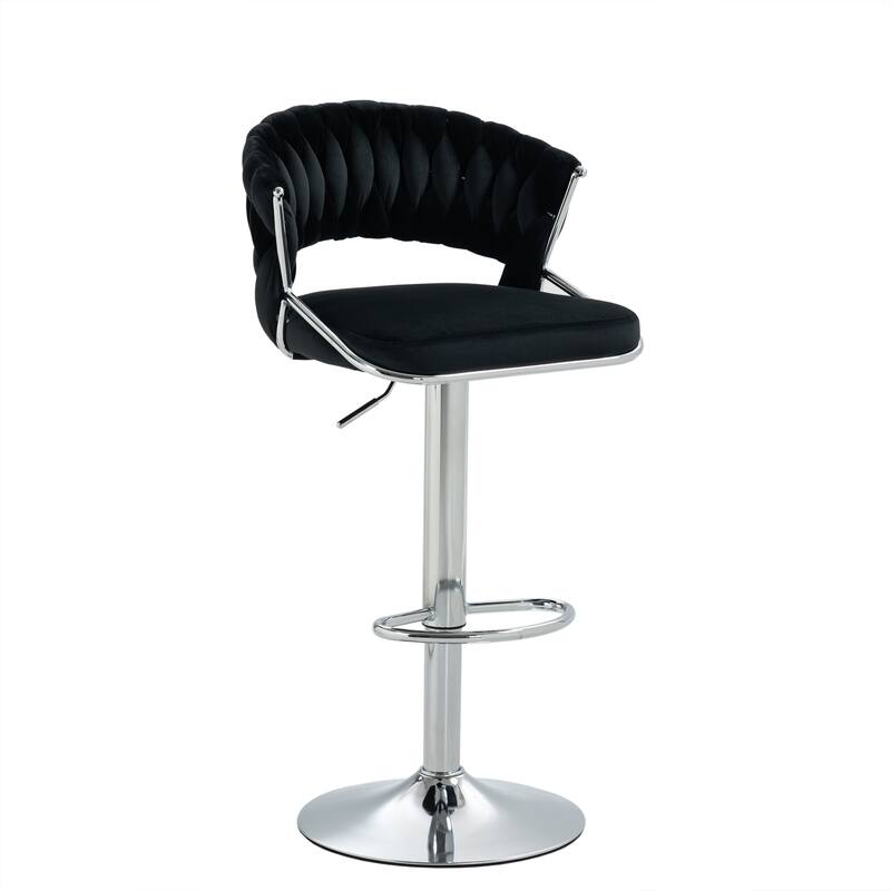 Set of 2 Bar Stool Adjustable Height with Swivel Seat