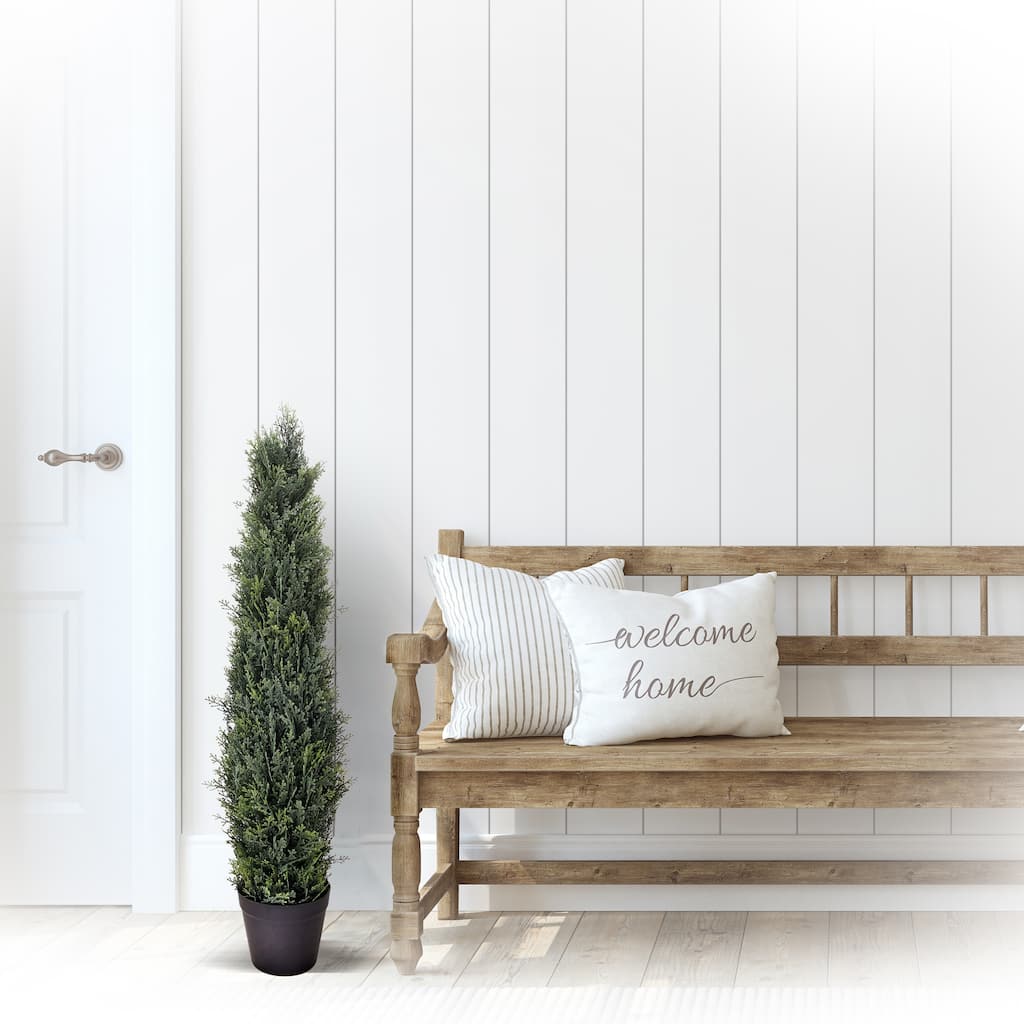 Potted Plastic Uv Treat Cypress Cone Topiary 36"