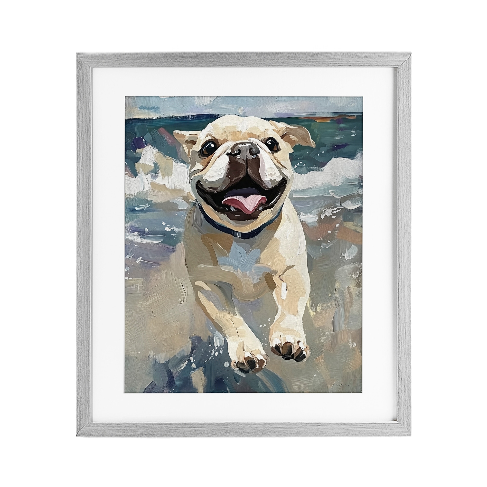 Stupell Sunny Paws Dog on Beach Under Glass Framed Design By Svetlana Aleynikova