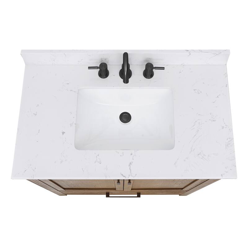 Avanity Modero 37 in. Vanity Combo in Matte Black finish and Cala White Engineered Stone Top