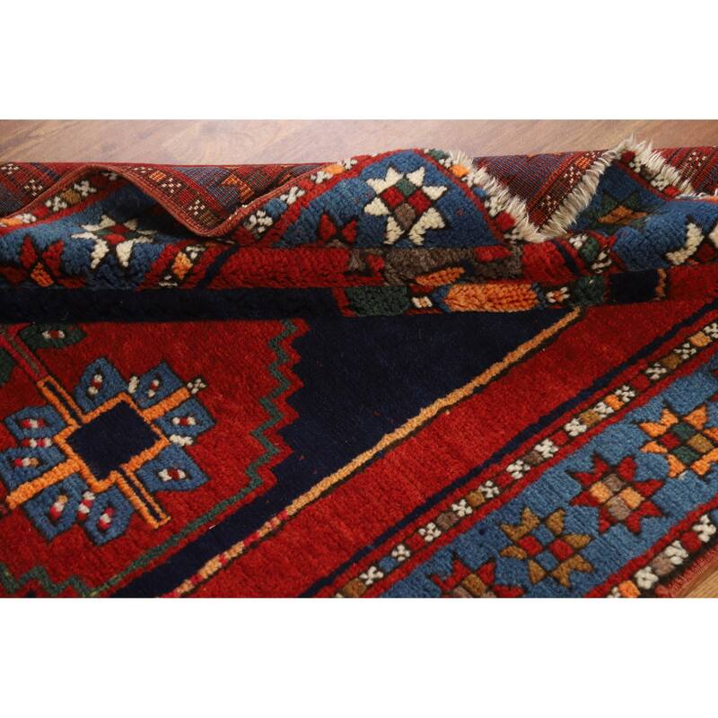 Hand Knotted Oriental 100% Wool Carpet Traditional Tribal Red Kazak Area Rug - 7' 6'' X 4' 2''