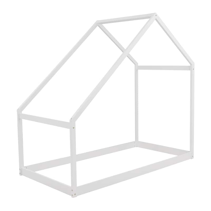 Solid Wood House Bed with Roof