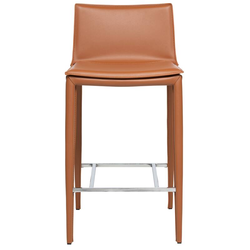 Hilton 25.5" Leather Counter and Bar Stool (Single) - Cognac - Counter Height
