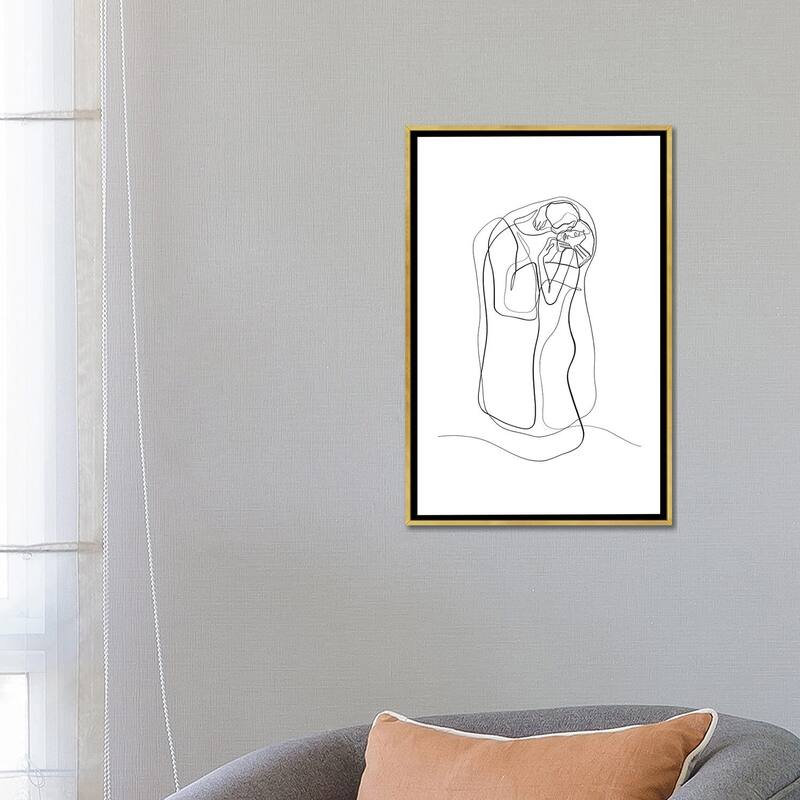 iCanvas "Gustav Klimt - The Kiss With One Line" by Dane Khy Framed Canvas Print