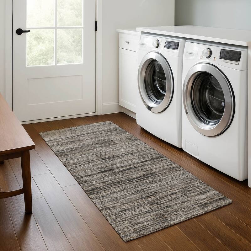 Premium Washable Super Soft Ombre Stripes Mayfield Rug - Taupe - 2'3" x 7'6"