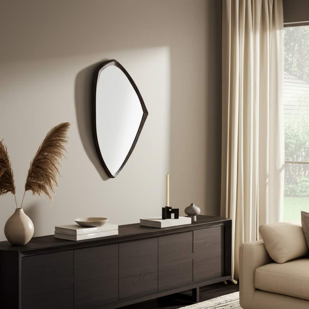 Metal Aluminum Wall Mirror Sculptural Modern Edge - 35" Bronze - 21.25" x 1" x 34.5"