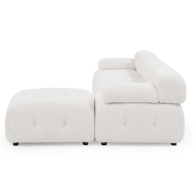Modular Sectional Sofa, Button Tufted Designed and DIY Combination, L-Shaped Velvet Upholstered Couch with Reversible Ottoman