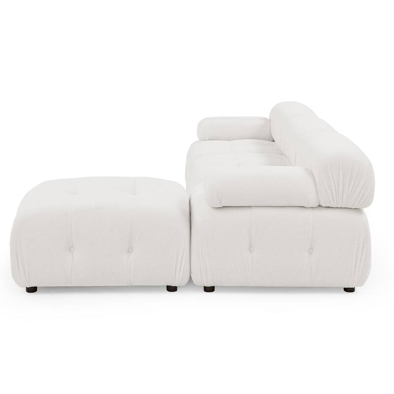 Modular Sectional Sofa, Velvet Button Tufted Designed & DIY Combination, L-Shaped Couch with Reversible Ottoman for Living Room