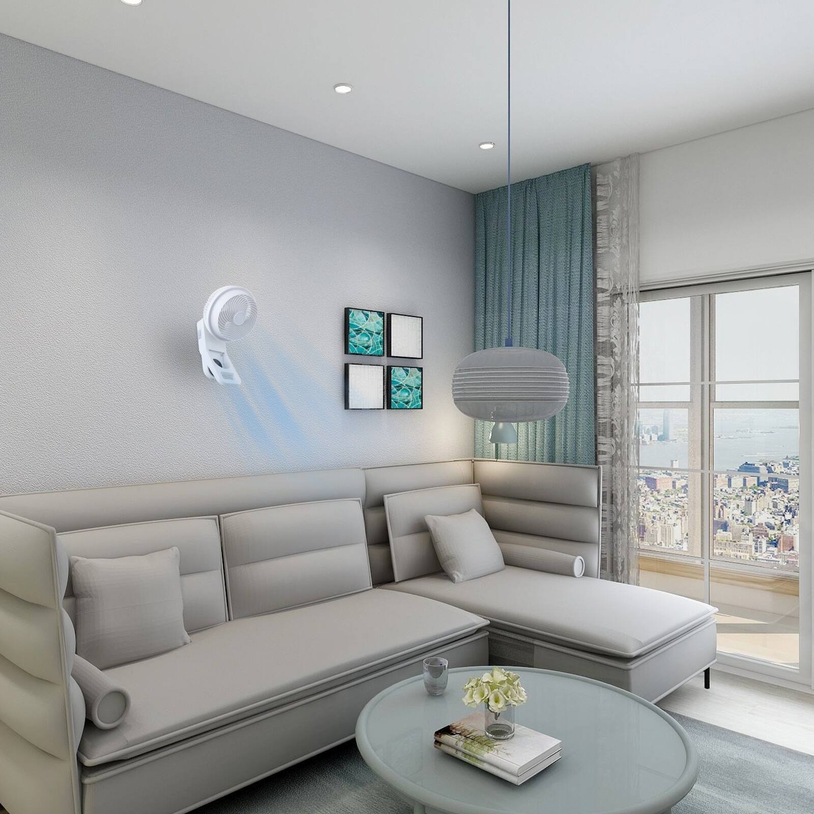 7'' Deluxe 3 Speeds and 3 Modes Wall Mount Fan with Remote Control and