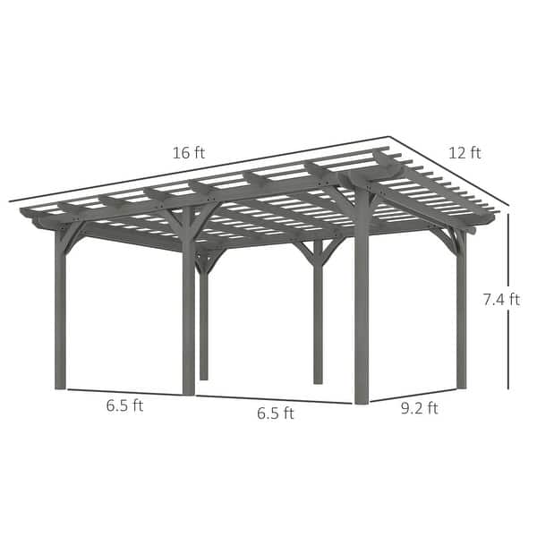 slide 2 of 8, Outsunny 12' x 16' Outdoor Pergola, Wood Gazebo Grape for Climbing Plant Support at Garden, Patio, Backyard, Deck, Brown Grey