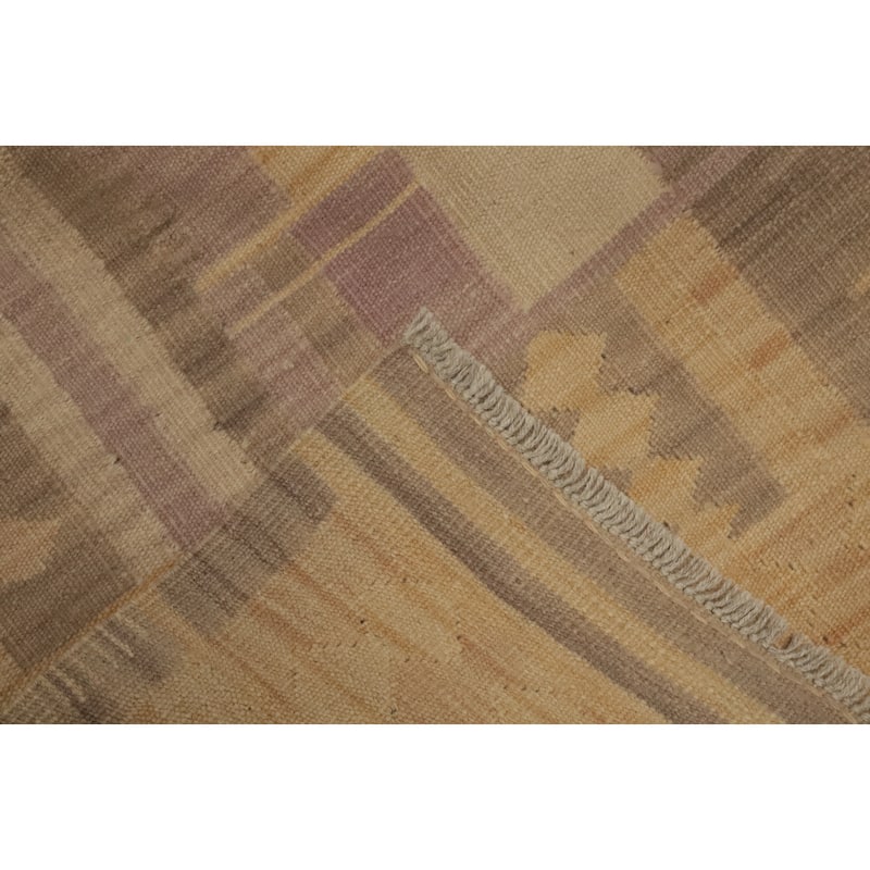 Hand Woven Oriental 100% Wool Carpet Southwestern Tribal Yellow & Gold Kilim Area Rug - 6' 7'' X 5' 0''